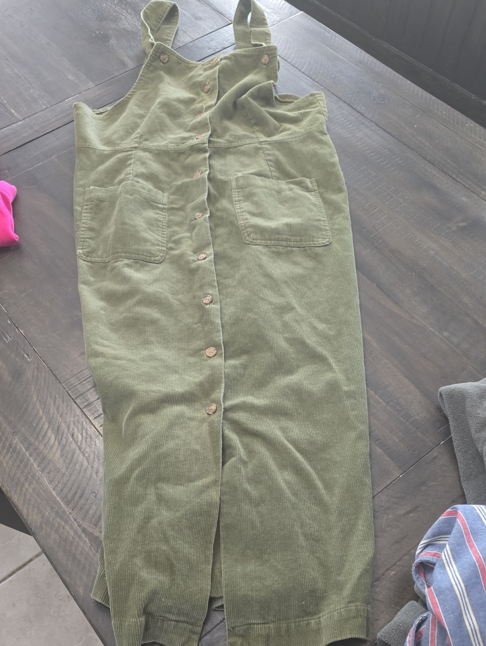 Gloria Vanderbilt Green Cordoroy Overall Dress. Large. EUC